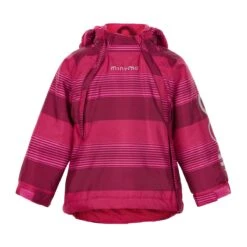 Minymo Winterjacke Le93 Doppelzipper Vivacious Pink Gestreift