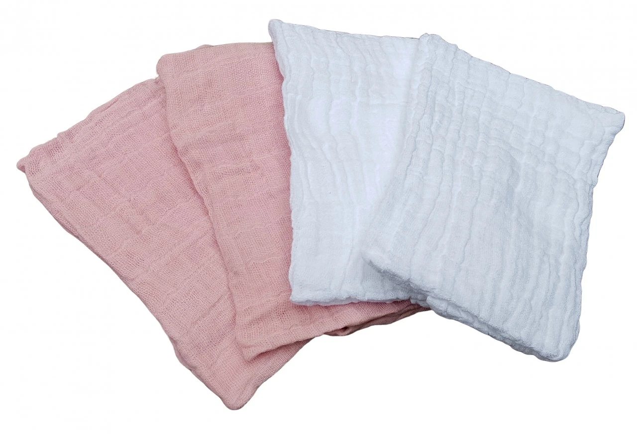 Pippi Babywear Mulltücher 4er Pack Weiß/altrosa Organic Baumwolle 4 Pippi Babywear Mulltücher 4er Pack Weiß/altrosa Organic Baumwolle – Bild 2