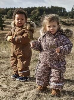 MINYMO Thermo Schneeanzug Blümchen Braun Mit Doppelzipper -Babybekleidungs Geschäft BRANDS4KIDS MINYMO AW22 09 1280x1280