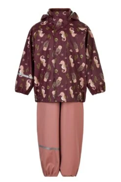 CeLaVi Regenanzug Seepferdchen Bordeaux Rosa Zweiteiler