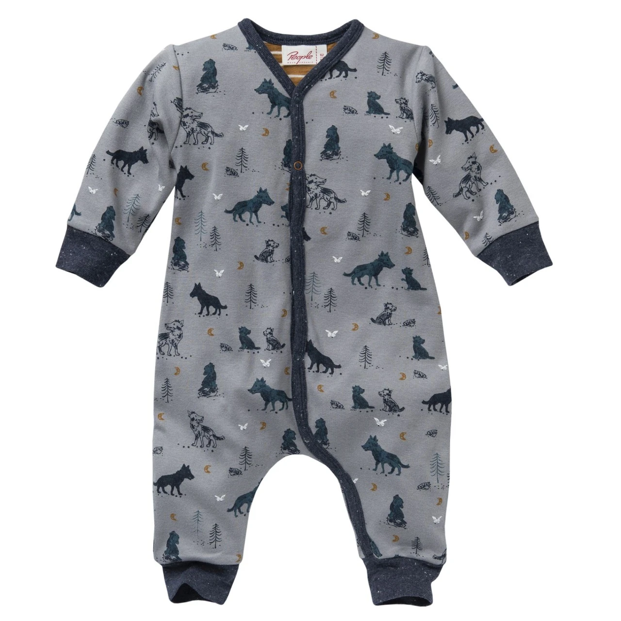 People Wear Organic Baby Overall Wölfchen Taubengrau 3 People Wear Organic Baby Overall Wölfchen Taubengrau