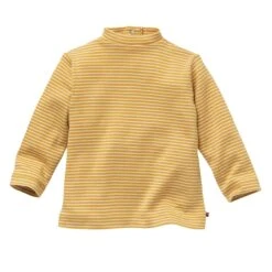 People Wear Organic Langarm Ringelshirt Stehkragen Senfgelb