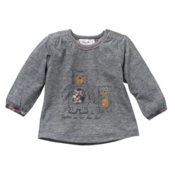 People Wear Organic Mädchen Langarmshirt Bär Anthrazit Mélange
