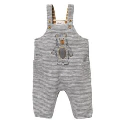 People Wear Organic Latzhose Kieselgrau Geringelt Bär Sweat-Pants