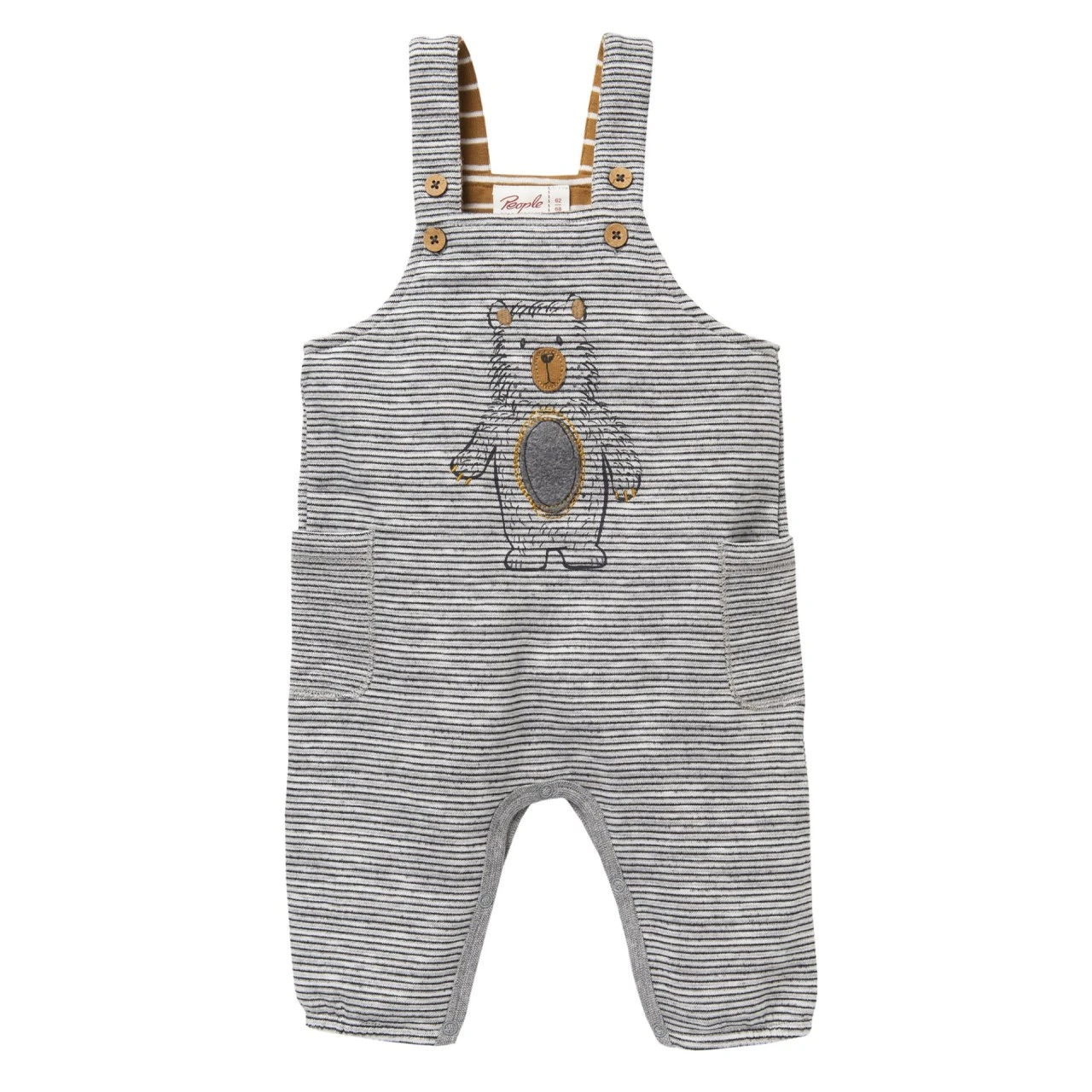 People Wear Organic Latzhose Kieselgrau Geringelt Bär Sweat-Pants 3 People Wear Organic Latzhose Kieselgrau Geringelt Bär Sweat-Pants