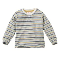 People Wear Organic Langarmshirt Jeansblau/gelb Geringelt