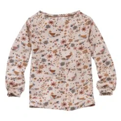 People Wear Organic Mädchen Langarmshirt Rosa Wintervögel