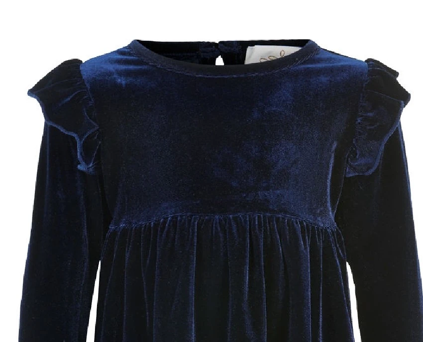 Creamie Mädchen Kleid Samt Dunkelblau 4 Creamie Mädchen Kleid Samt Dunkelblau – Bild 2