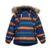 Minymo Winterjacke Blockstreifen Kürbis Navy Doppelzipper -Babybekleidungs Geschäft minymo jacke 160494 1 1280x1280