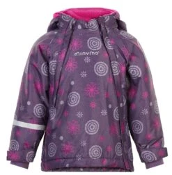 Minymo Mädchen Winterjacke Loganberry Flowers Lila Doppelzipper