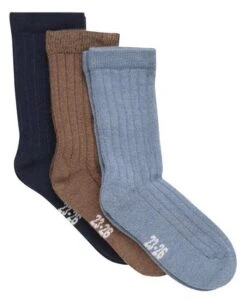 Minymo Funktionssocken Navy/braun 3er Pack Socken Mit Wolle Und Viskose