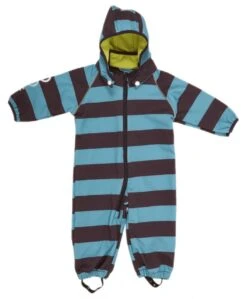 Minymo Softshell Overall Winn86 Blockstreifen Nightblue/türkis