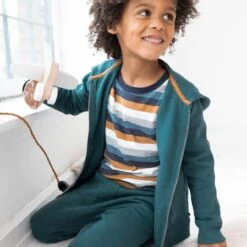 People Wear Organic Langarmshirt Blockstreifen Blau/nougat -Babybekleidungs Geschäft people wear jacke sweat hoody petrol 1280x1280