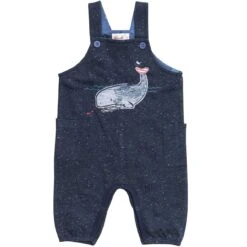 Baby Latzhose Sweathose WAL Jeansblau Melange Bio-Baumwolle