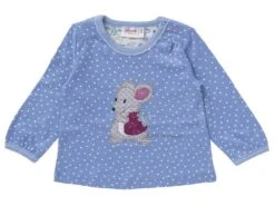 Mädchen Langarmshirt Maus Himmelblau Aus Bio-Baumwolle (kbA)