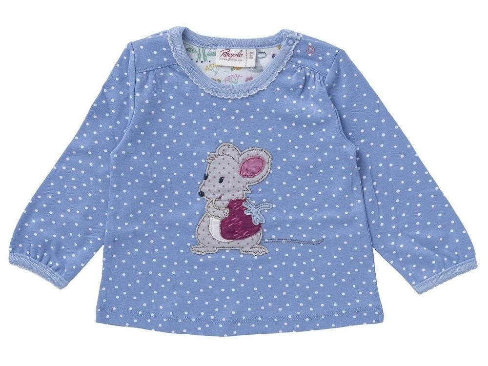Mädchen Langarmshirt Maus Himmelblau Aus Bio-Baumwolle (kbA) 3 Mädchen Langarmshirt Maus Himmelblau Aus Bio-Baumwolle (kbA)