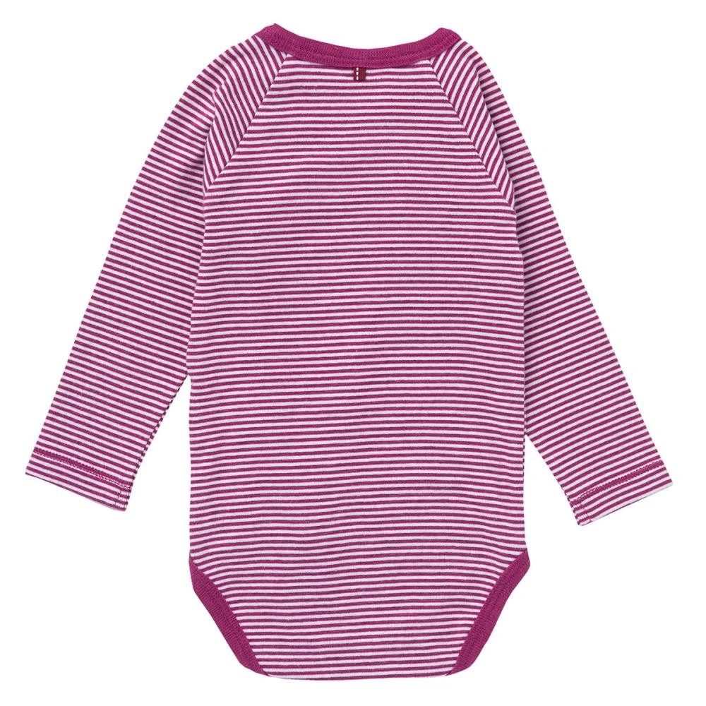 Wickelbody Langarm Beere/weiß Gestreift Body Bio-Baumwolle 4 Wickelbody Langarm Beere/weiß Gestreift Body Bio-Baumwolle – Bild 2