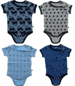 Pippi Kurzarm Body Traktor & Sterne Blau 4er Pack Baumwolle -Babybekleidungs Geschäft pippi bodys traktor sternchen 1280x1280